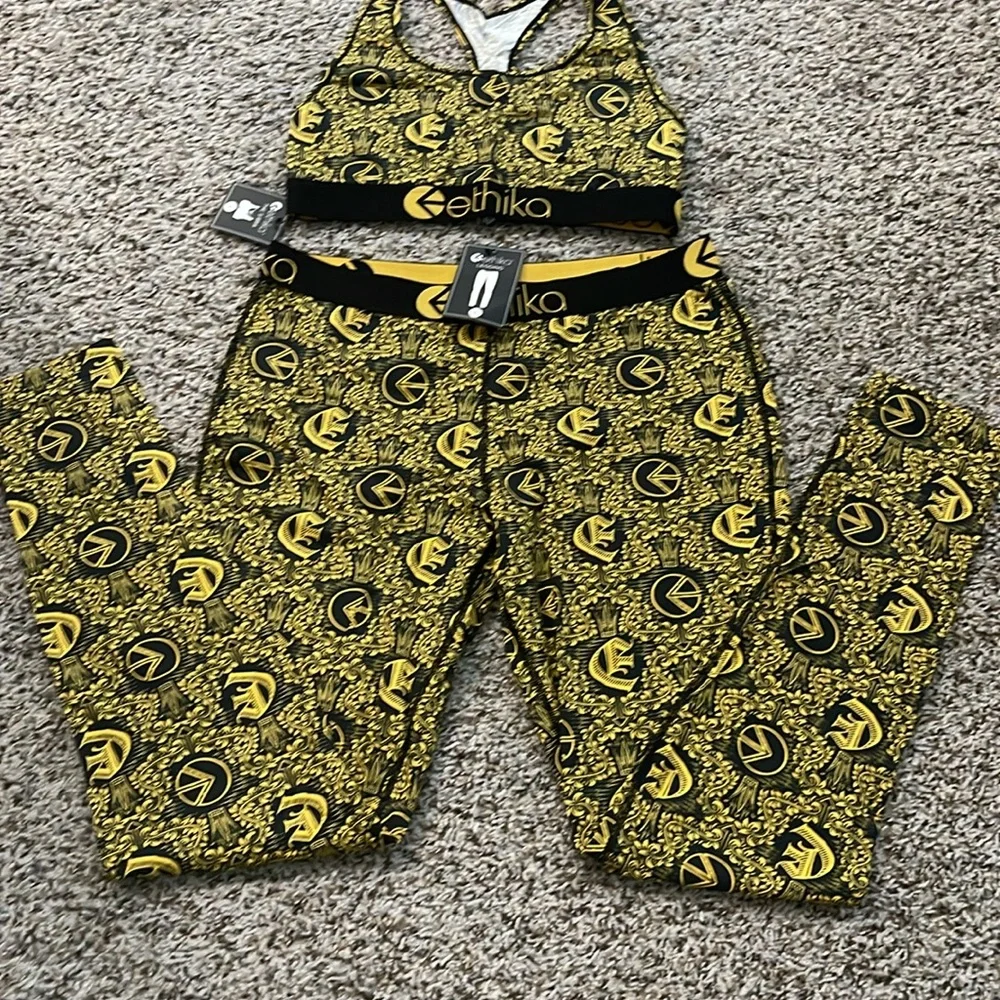 Ethika Yellow and Black Sports Bra and Leggings Set - Picture 3 of 5
